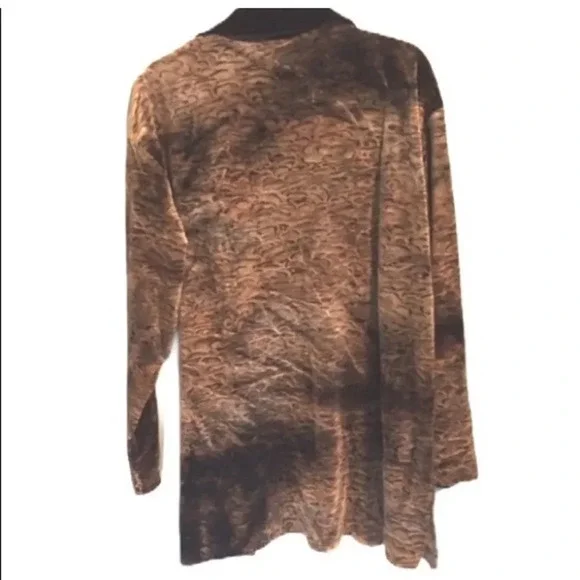 Vintage Shirt Velvet Feel Button Down Large Long Sleeves Textured Button Up - Picture 2 of 5